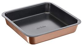 Tefal Moule à Carré 23x23cm Airbake J2555214 Square Cake Tin 23 x 23 cm, Non-Stick Coating, Carbon Steel, Gold