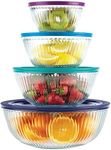 Pyrex 8 Piece Ribbed Bowl (4) Set Including Locking Lids