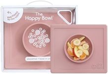 ezpz Happy Bowl - 24 Months + (Blush) - 100% Silicone Suction Bowl with Built-in Placemat – Dishwasher Safe