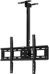 Artiss 32-75 Inch TV Wall Mount, Adjustable TVs Bracket Storage Shelf Universal Mounting Brackets Floor Stands Home Entertainment Office Bedroom, 360° Swivel Safety Lock Black