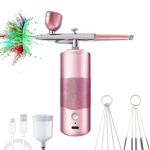 MR.HOKWY Portable Airbrush Kit - Handheld Air Brush, Model Spray Gun Kits, Airbrush Kit with Spray Gun, Nail Airbrush Kit for Painting and Nail Art(Pink)