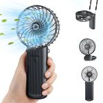 Hand Held Fan, Portable Handheld USB Rechargeable Fans with 4 Speeds, Personal Battery Powered Mini Desk Desktop Fan, Small Electric Hand Fan Folding for Home Office Indoor Outdoor Travel (Black)