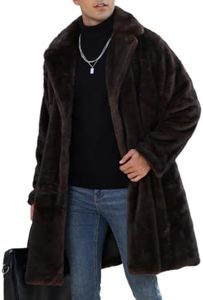 Yimoon Men's Faux Fur Coat Winter Long Faux Mink Thick Trench Coat Business Lapel Overcoat Fluffy Jacket for Men(Coffe-M)