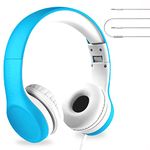 LilGadgets Connect+ Kids Headphones Wired With Microphone, Volume Limiting For Safe Listening, Adjustable Headband, Cushioned Earpads For Comfort, Toddler Headphones, Blue