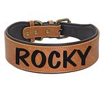 Beirui Custom Heavy Duty Large Dog Collar - Personalised Leather Dog Collar with Strong Durable Hardware - Soft Padded Dog Collar for Medium Large and Extra Large Dogs (Brown,XL)