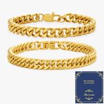 XIANNVXI 2 Pcs Gold Bracelets for Men Mens Gold Bracelet Set Gold Plated Bracelet Cuban Chain Bracelets Men Bracelets Gold Jewellery for Men 8.3"