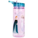 Disney Frozen Plastic Bottle with Straw BPA Free - Elsa & Anna - 580 ml School Water Bottle for Girls 100% Leakproof Durable Drink Bottle for Girls