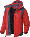 Men's Winter Mountain Waterproof Ski Jacket Windproof Rain Windbreaker Warm Hooded Snow Coat, Red, 3X-Large