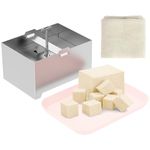 Tofu Press Kit Stainless Steel Tofu Maker DIY Homemade Pressing Mold Kit Tofu Press Mould Making Mold Dishwasher Safe Tofu Press with Drip Tray, Easily Remove Water from Tofu for More Delicious(Large)