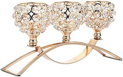 Crystal Candle Holders 3 Wick Gold Centerpiece Table Decorations for Dining Room Living Room Bling Votive Tealight Candle Holder Coffee Dining Table Centerpiece Decor Christmas Decorations