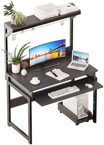 ALISENED 31.5" Computer Desk with Hutch, Office Desk Study Table Writing Desk Workstation PC Table for Home Office, Space Saving Design