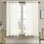 CaaMoo Sheer Curtains 45 Inches Long, Rod Pocket Light Filtering and Breathable - Ivory/Off White Semi Sheer Curtains for Living Room, Kitchen, Door, Window Treatments (Ivory, Set of 2, 52" W x 45" L)