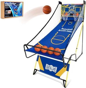 Furypiont Arcade Basketball Game,Foldable Indoor Dual Basketball Scoring System with Sound Effects,Pump and Dual HoopsGame Modes for Family Game