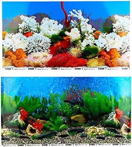 DQITJ 2 Pack Fish Tank Background Sticker Double-Sided Adhesive Wallpaper Aquarium Decorative Picture (20.4" x 11.8")