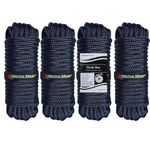 Amarine Made 4-Pack 1/2 Inch 15 FT Double Braid Nylon Dockline (Cadet Blue)