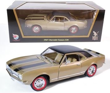 LUCKY DIE CAST 1967 Chevy Camaro Z28 1:18 Scale Diecast Model Premium Alloy Sports Cars with Display Case, Working Steering, Best Gift for Men, Dad & Kids 14+ Years Collector's (Golden)