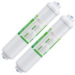 Membrane Solutions T33 Inline Water Filter, 1/4" Quick-Connect Filter Replacement Cartridge In-line Filter for Refrigerator & Ice Maker, Post-Carbon Filter for Reverse Osmosis Water System, 2-Pack