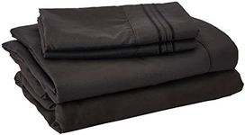 King Size Bed Sheets Set Black, Bedding Sheets Set on Amazon, 4-Piece Bed Set, Deep Pockets Fitted Sheet, 100% Luxury Soft Microfiber, Hypoallergenic, Cool & Breathable