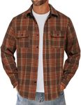 COOFANDY Men's Long Sleeve Shirts Flannel Plaid Jacket Button Down Shirts with Pockets