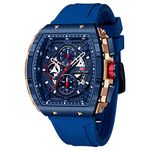 MF MINI FOCUS Plastic Mini Focus Men's Watch Fashion Sport Wrist Watches (Chronograph/Waterproof/Luminous/Calendar) Silicon Strap Quartz Watch For Men?Blue_Golden?