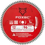 FOXBC 12 Inch Saw Blade 96-Tooth TCG for Aluminum Non-Ferrous Metal & Plastic Cutting with 1-Inch Arbor