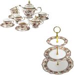 ACMLIFE Bone China Tea Set & 3 Tier Cupcake Stands