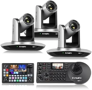 FoMaKo NDI Camera AI Auto Tracking HDMI PTZ Camera 20x Optical Zoom(3pcs) +KC601 Pro Video Mixer Switcher+ KC608 Pro PTZ Controller (FMK20UH NDI x3 + KC601+KC608 Pro)