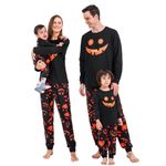 Family Halloween Pyjamas Set Family Halloween PJs Costumes Kids Adult Matching Pumpkin Nightwear Sleepwear Pajamas for Men Women Kids Couples,Kids,10-11T