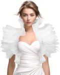 JPXH Gothic Mesh Feather Shrug Cape Shawl Halloween Costume for Adult (white)