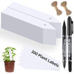 300 Plant Labels, Reusable Plastic Garden Plant Tags with 2 Rolls 20m Hemp Ropes, 2 Black Marker Pens, Plant Name Labels for Seed Herb Nursery Seedling Vegetable Flower Potted Plants