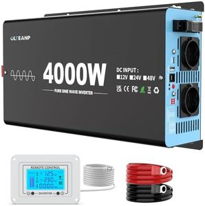 OLTEANP 4000W Inversor Onda Sinusoidal Pura 12V a 230V Convertidor De Voltaje del Coche con Pantalla LCD Mando a Distancia, 2 Tomas De Ca, USB y Puerto Tipo-C Inversor De Energía Solar para Caravana
