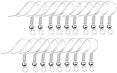 Eco-Fused 18mm Earring Hooks - 200 pcs - Coil and Ball Style Nickel-Free Ear Wires - Silver-Plated Steel- Great for DIY Earrings