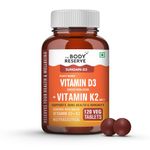 The Body Reserve Vitamin D3 K2 MK7-120 Veg Tablets, 100% RDA Plant-Based Vitamin D3 Supplement from Lichen Source with Vitamin K2 as MK7 Menaquinone