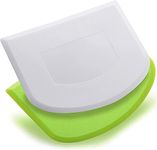 PRODINE Dough Scraper Pack of 2 Dual Sided | Flexible and Food Grade Plastic Bowl Scraper for Bread, Pizza, Pastry with Measurements | Cream Smoother for Bakers (White Green)