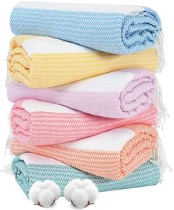 Genovega 6 Oversized Turkish Beach Bath Towel Set Bulk 74"x38" Extra Large Sand Free Quick Dry Swim Camping Pool Clearance Towels Blanket Essentials Adult Multi LightBlue Dot