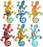 Okuna Outpost Metal Gecko Outdoor Wall Decor in 6 Designs (5.5 x 8.6 In, 6 Pieces)