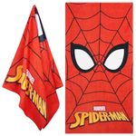 Disney Beach Towel for Kids, 100% Cotton Quick Dry Swimming Towel 70 x 140cm - Holiday Essentials (Red Spiderman)