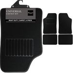 Nyxi 4 Piece Universal Carpet Floor Mat ( Front + Rear ) Velour Non-Slip for Cars SUV Truck and VAN Black Carpet Ray