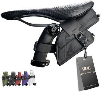 Lumiere & Co. Magnetic Quick-Release Bike Saddle Bag – 7″ × 3″ × 3″ | Double Compartment, | Mach X (Black, Medium) (Black, Medium)