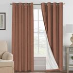 H.VERSAILTEX Bedroom Curtains Blackout Linen Blackout Curtains 84 Inches Long, 100% Blackout Thermal Textured Linen Look Curtain Draperies Grommet with White Liner, 2 Panels, Washed Spice