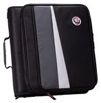 Case-It 1.5 Inch 3 D-Ring Zipper Binder with Padded Laptop Case Workstation, Shoulder Strap, LT-117, Black