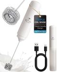 Zulay Kitchen Rechargeable Milk Frother Handheld - Triple Coil Whisk, Electric Coffee Frother, Portable Hand Frother Wand, Drink Mixer for Matcha, Lattes & Cappuccinos, Kitchen Gifts - White