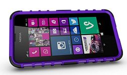 London Gadget Store For HTC Desire 510 / A11 Shock Proof Dual Layer Hybrid Armour Hard Silicone Skin Case Cover Integrated KickStand with Screen Protector - Purple