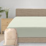 1000 TC Egyptian Cotton Fitted Sheet, 1 Piece Fitted Sheets for Double Mattress, Soft Double Fitted Sheet, Comforting Fitted Bed Sheets Double Size 41cm/16" Deep Fitted Sheets Double Bed, Sage Sheet