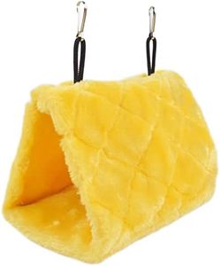 Cdycam Pet Bird Nest Hammock Hanging Cave Cage Plush Snuggle Happy Hut Tent Bed, Yellow (Small (6.7" L x 3.9" W x 5.1" Th))