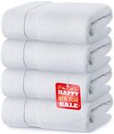 Luxury White Bath Towels Extra Large | 100% Soft Cotton 700 GSM Thick 2Ply Absorbent Quick Dry Hotel Bathroom Towel | 27x54 Inch | White | Set of 4