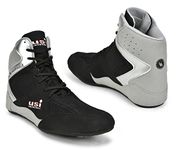 USI UNIVERSAL THE UNBEATABLE 701WBG Comferto Black/Grey Sports Shoes for Wrestlers for Men & Women with Pu Suede, Mesh & Rubber Construction (9 UK/Ind)