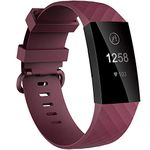 Velavior Waterproof Bands for Fitbit Charge 3 / Charge3 SE, Wristbands for Women Men Small Large (Sangria, Large)