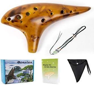 Ocarina,12 Tones Alto C Ceramic Ocarina Musical Instrument with Song Book Neck String Neck Cord Carry Bag Good Gift for Adults Beginners (Yellow)