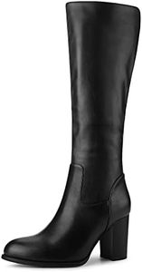 Allegra K Women's Round Toe Block Heeled Black Knee High Boots - 10 M US